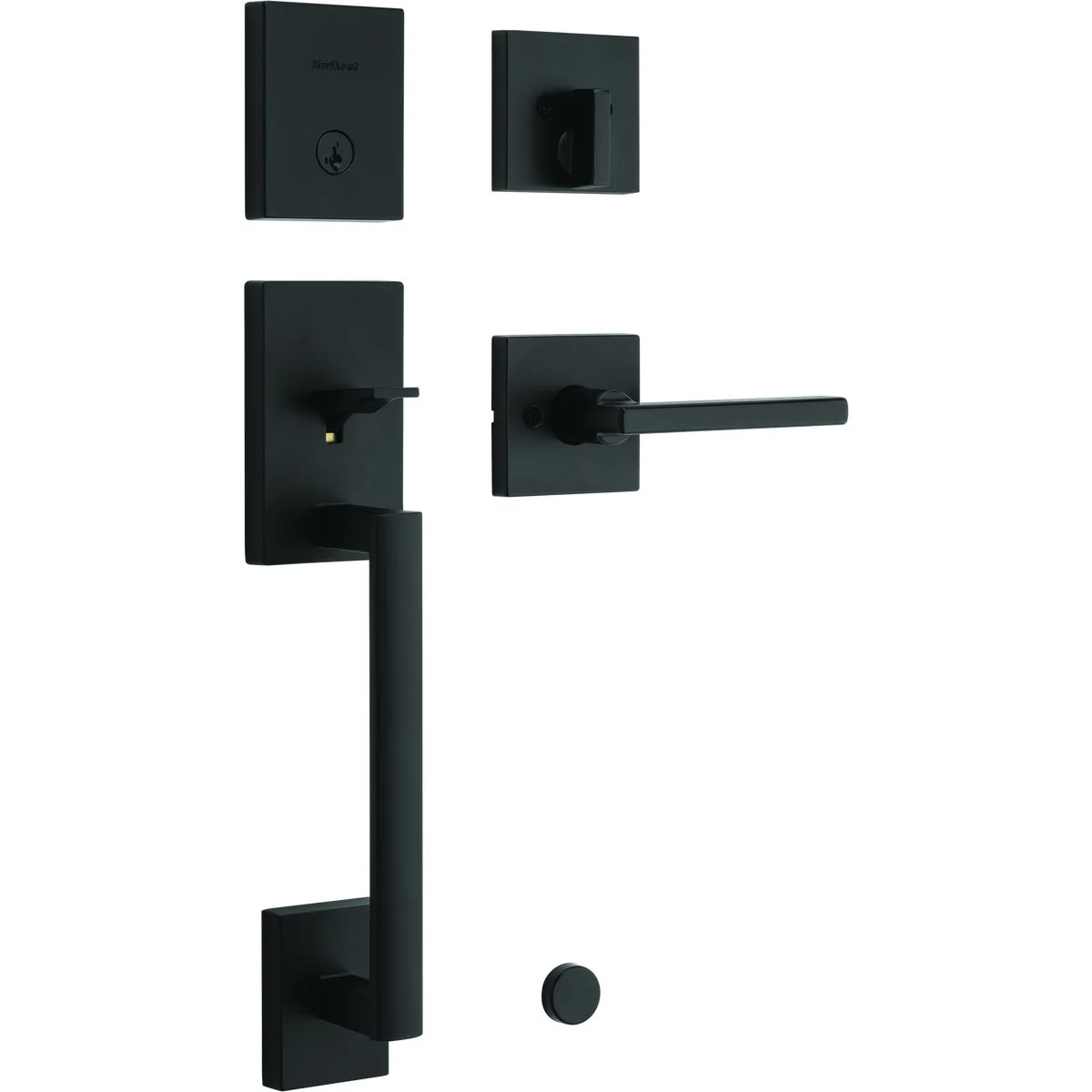 Professional Kwikset SmartKey Matte Black San Clemente Entry Door Handleset with Halifax Lever Organic