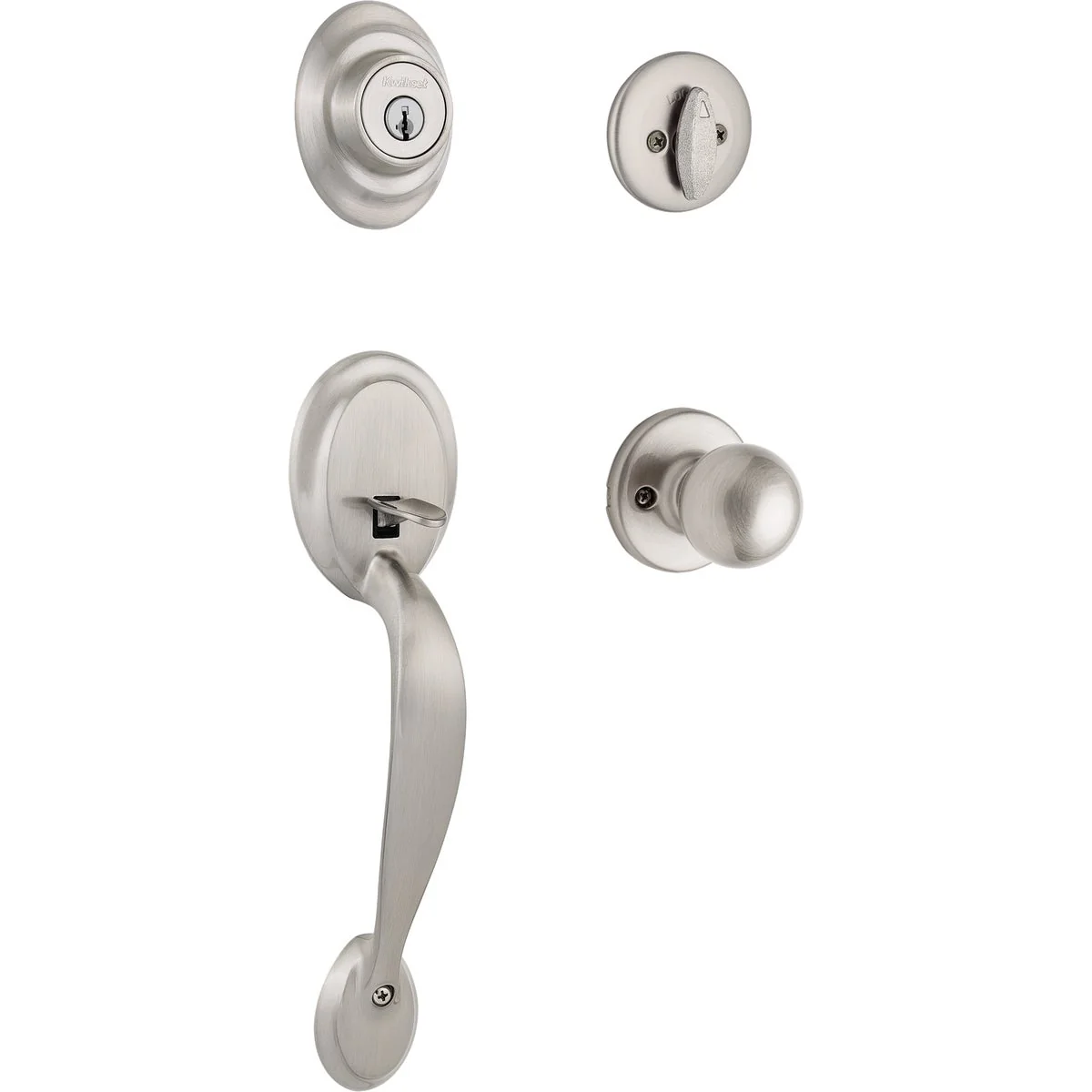 Excellent Kwikset SmartKey Satin Nickel Dakota Entry Door Handleset with Polo Knob Carefully Designed