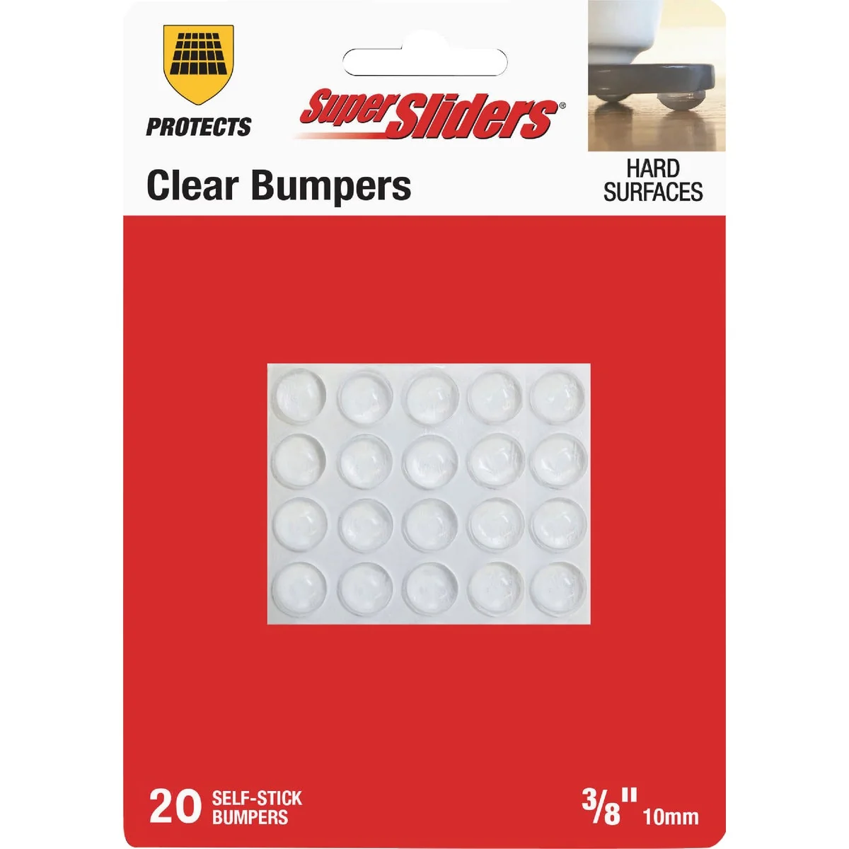 Practical Super Sliders 3 8 In. Clear Round Furniture Wall Bumper 20-Pack High-Quality