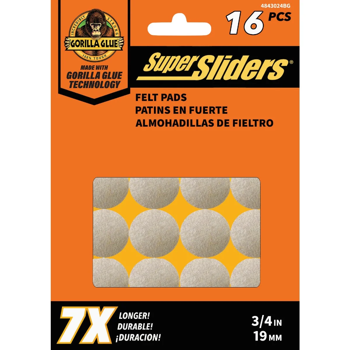 Classic Super Sliders Gorilla Glue 3 4 In. Round Beige Felt Furniture Pads 16-Piece Exceptional