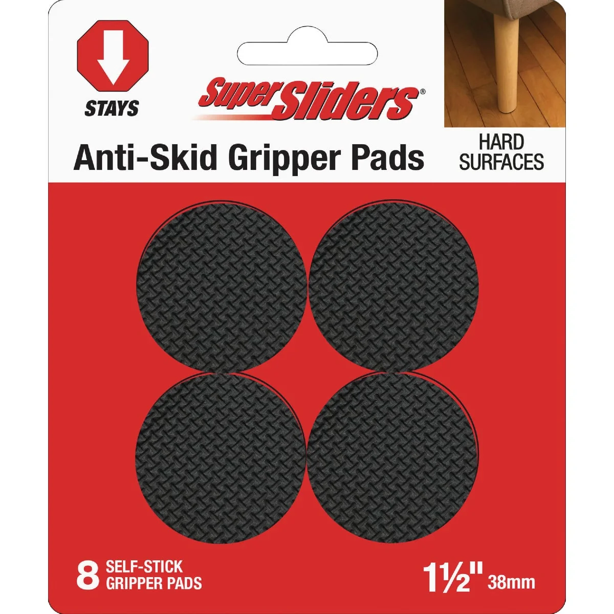 Versatile Super Sliders 1-1 2 In. Anti-Skid Round Black Furniture Pad 8-Piece User-Friendly