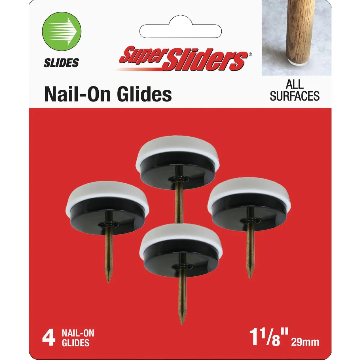 Enhanced Super Sliders 1-1 8 In. Nail-On Furniture Glides 4-Pack Responsible