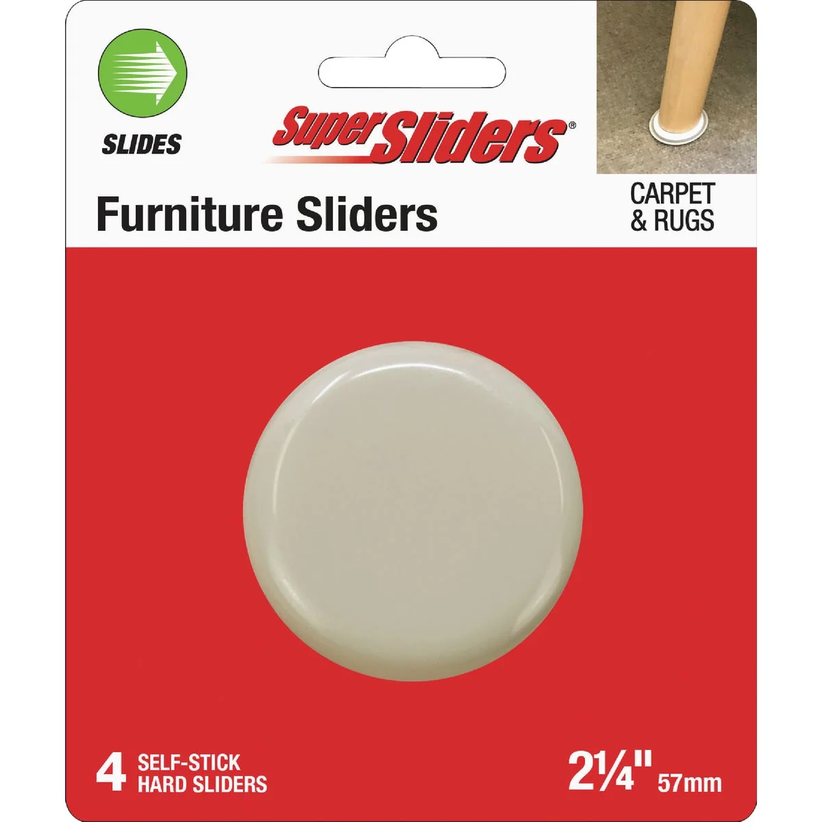 Premium Super Sliders 2 In. Hard Plastic Furntiure Glides 4-Pack Premium Material