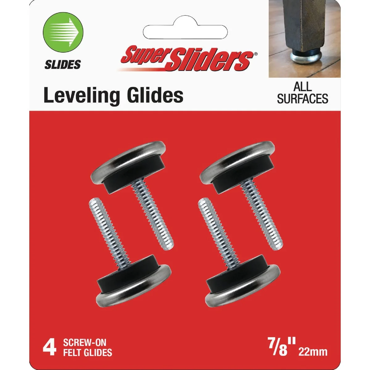 Unique Super Sliders 7 8 In. White Round Screw-On Plastic Furniture Glides 4-Pack Specialty