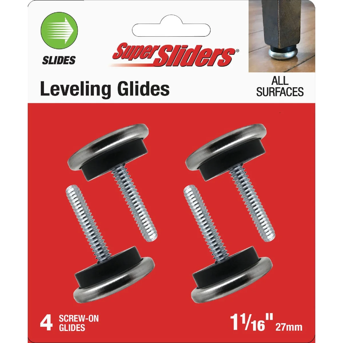 Organic Super Sliders 1-1 16 In. White Round Screw-On Plastic Furniture Glides 4-Pack Breathable