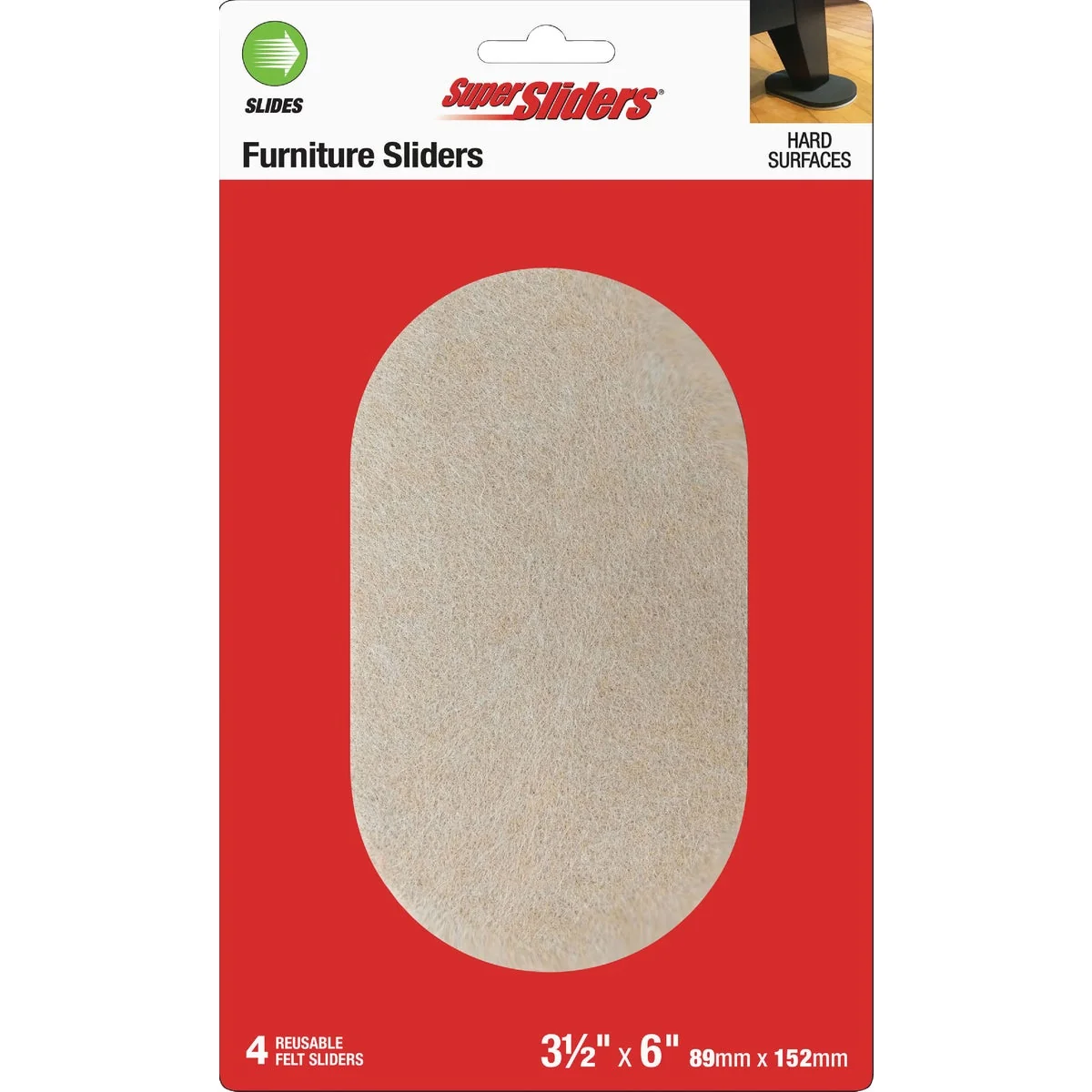 Luxury Super Sliders 3-1 2 In. x 6 In. Beige Oval Felt Furniture Sliders 4-Pack Casual
