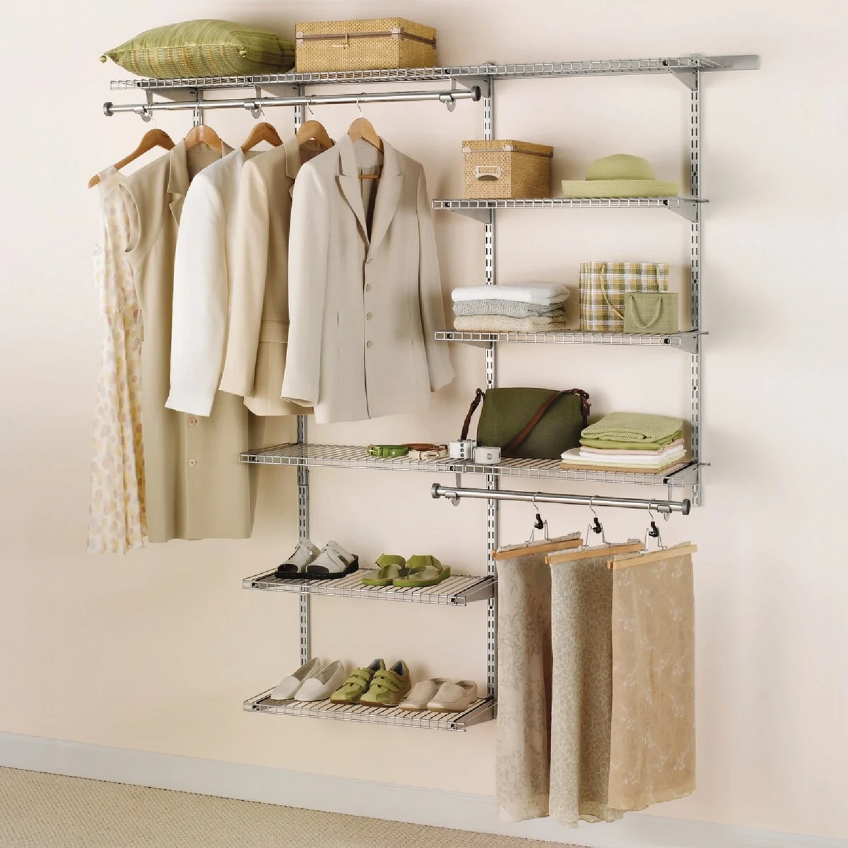 Traditional Rubbermaid Configurations 3 Ft. to 6 Ft. Closet No-Cut Adjustable Kit Expertly Made