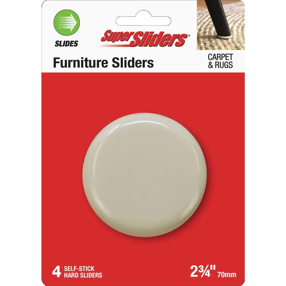 Versatile Super Sliders 2-3 4 In. Hard Plastic Furniture Glides 4-Pack World-Class