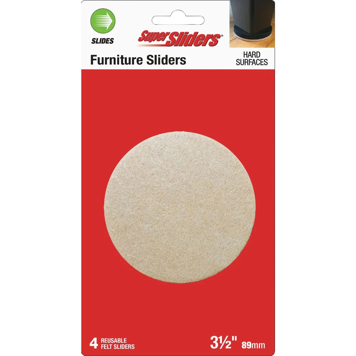 High-End Super Sliders 3-1 2 In. Beige Round Felt Furniture Sliders 4-Pack Crafted