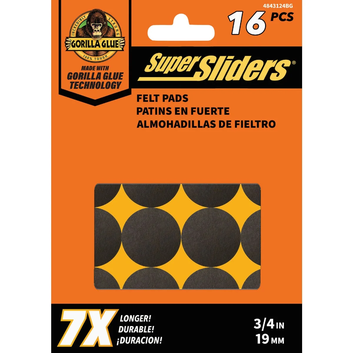 Powerful Super Sliders Gorilla Glue 3 4 In. Round Brown Felt Furniture Pads 16-Piece High-Grade