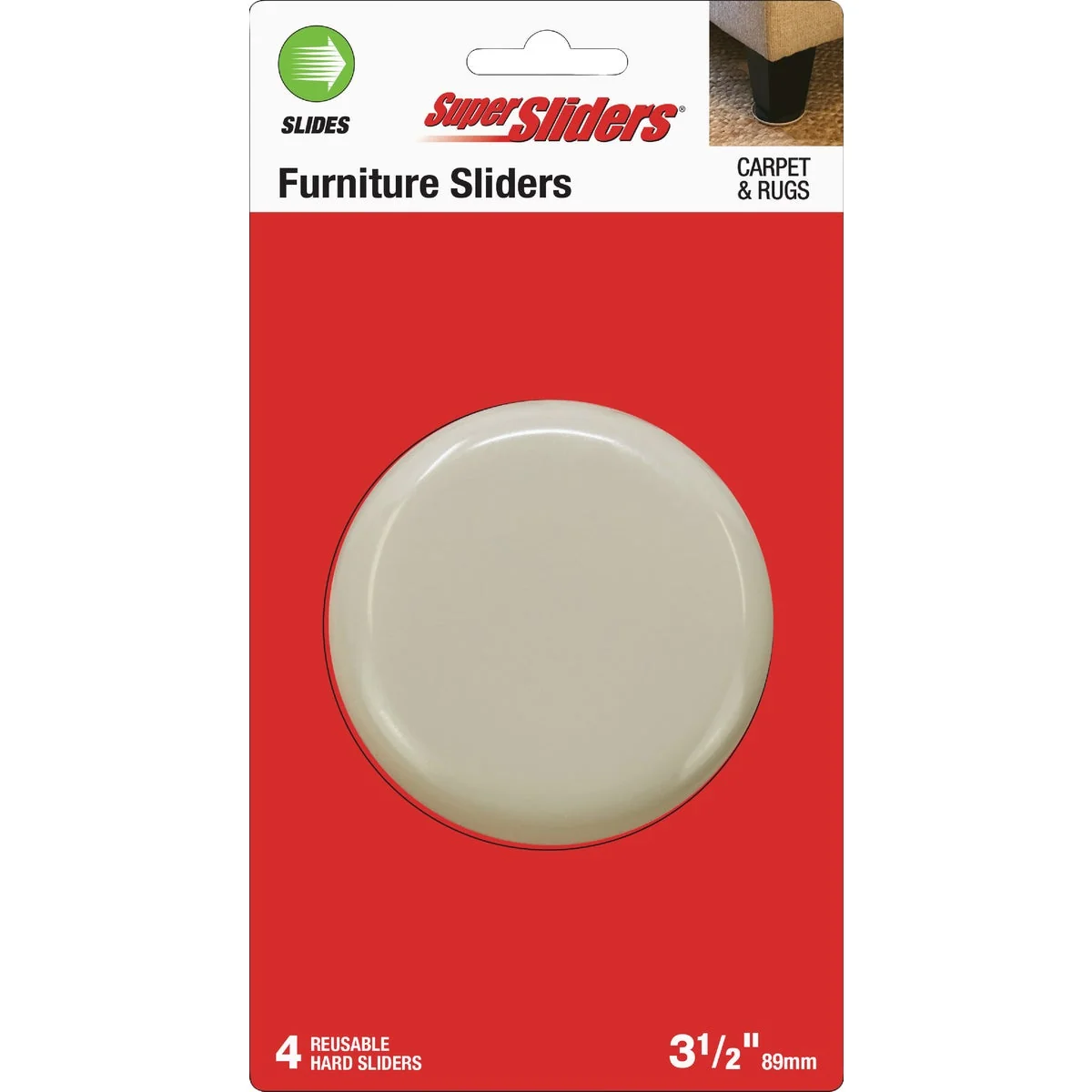 Certified Super Sliders 3-1 2 In. Hard Plastic Furniture Gliders 4-Pack Clean