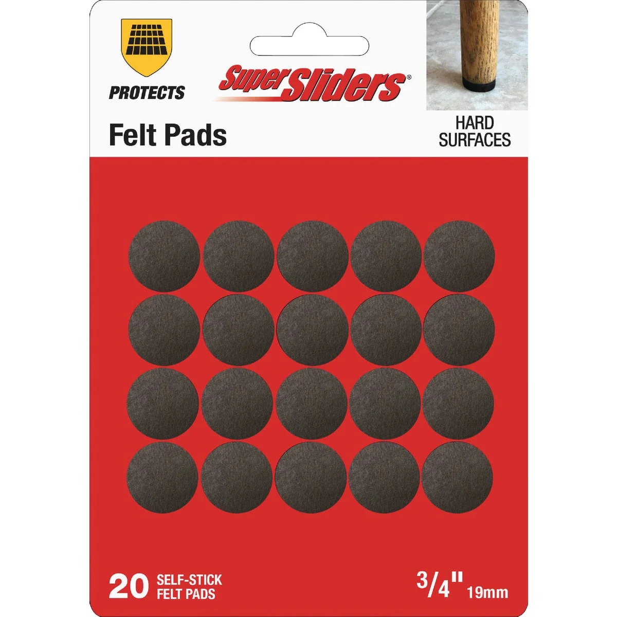 Secure Super Sliders 3 4 In. Round Brown Felt Furniture Pads 20-Piece Certified