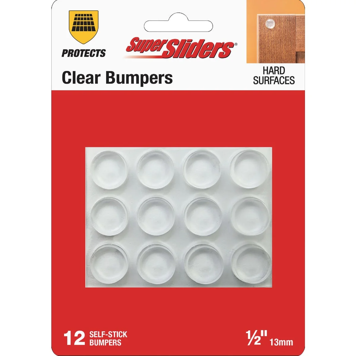 Excellent Super Sliders 1 2 In. Clear Round Furniture Wall Bumper 12-Pack Premium