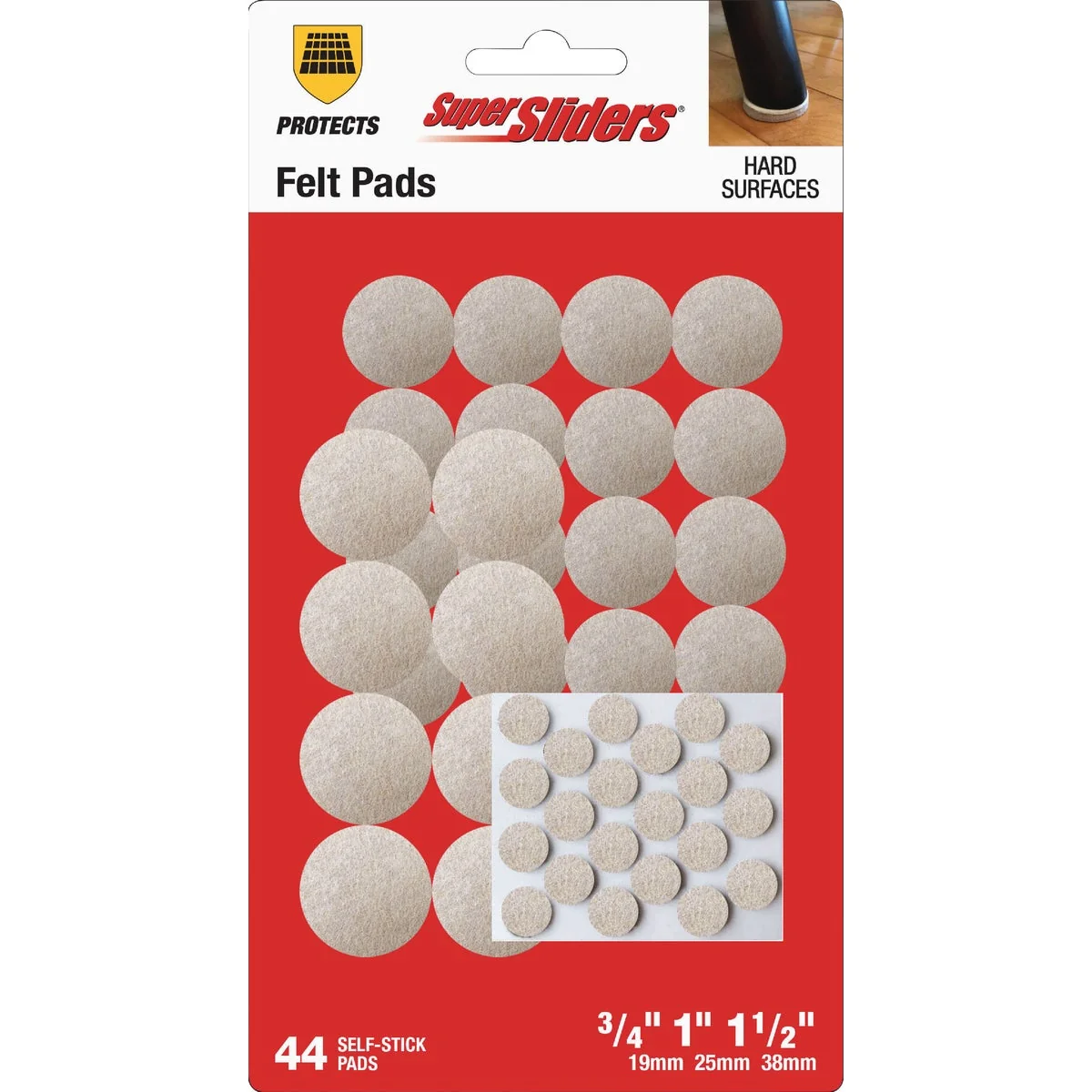 Elite Super Sliders Felt Combo Oatmeal Furniture Pad Variety Assortment 44-Piece First-Class