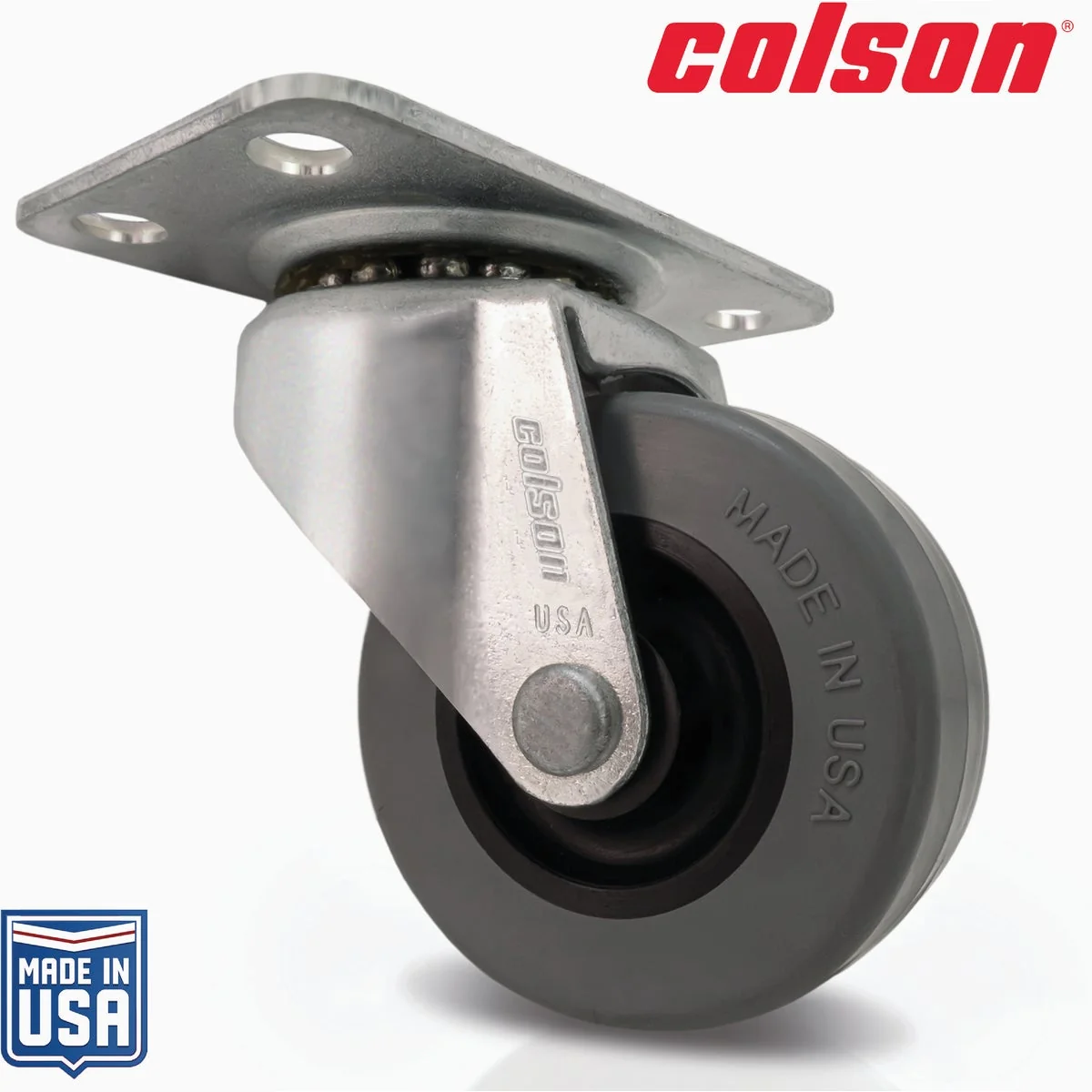 Stylish Colson 2 In. Gray TPR Swivel Plate Caster Convenient