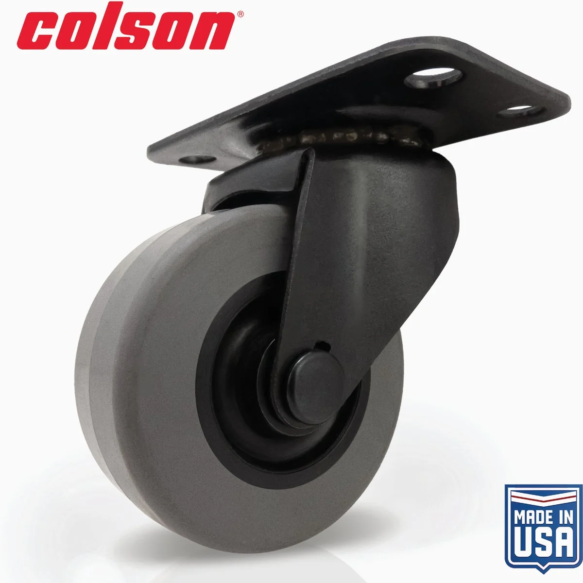 Pure Colson 2 In. Gray TPR Black Swivel Plate Caster High-Performance