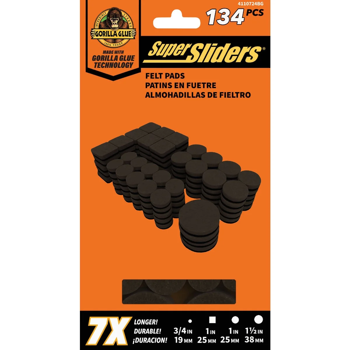 Breathable Super Sliders Gorilla Glue Round Brown Felt Furniture Pad Variety Assortment 134-Piece Optimized