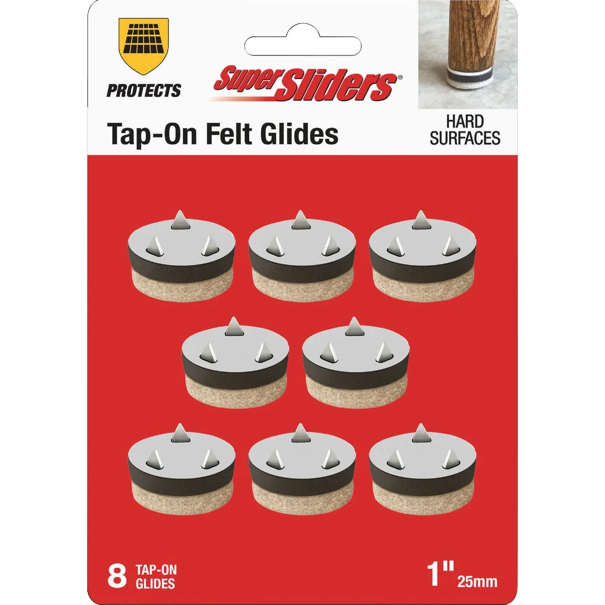 Carefully Designed Super Sliders 1 In. Tap-On Round Beige Felt Furniture Pads 8-Piece Artisan