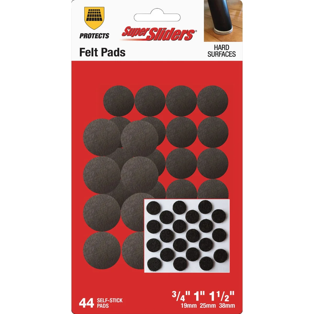 Soft Super Sliders Felt Combo Brown Furniture Pad Variety Assortment 44-Piece Comfortable