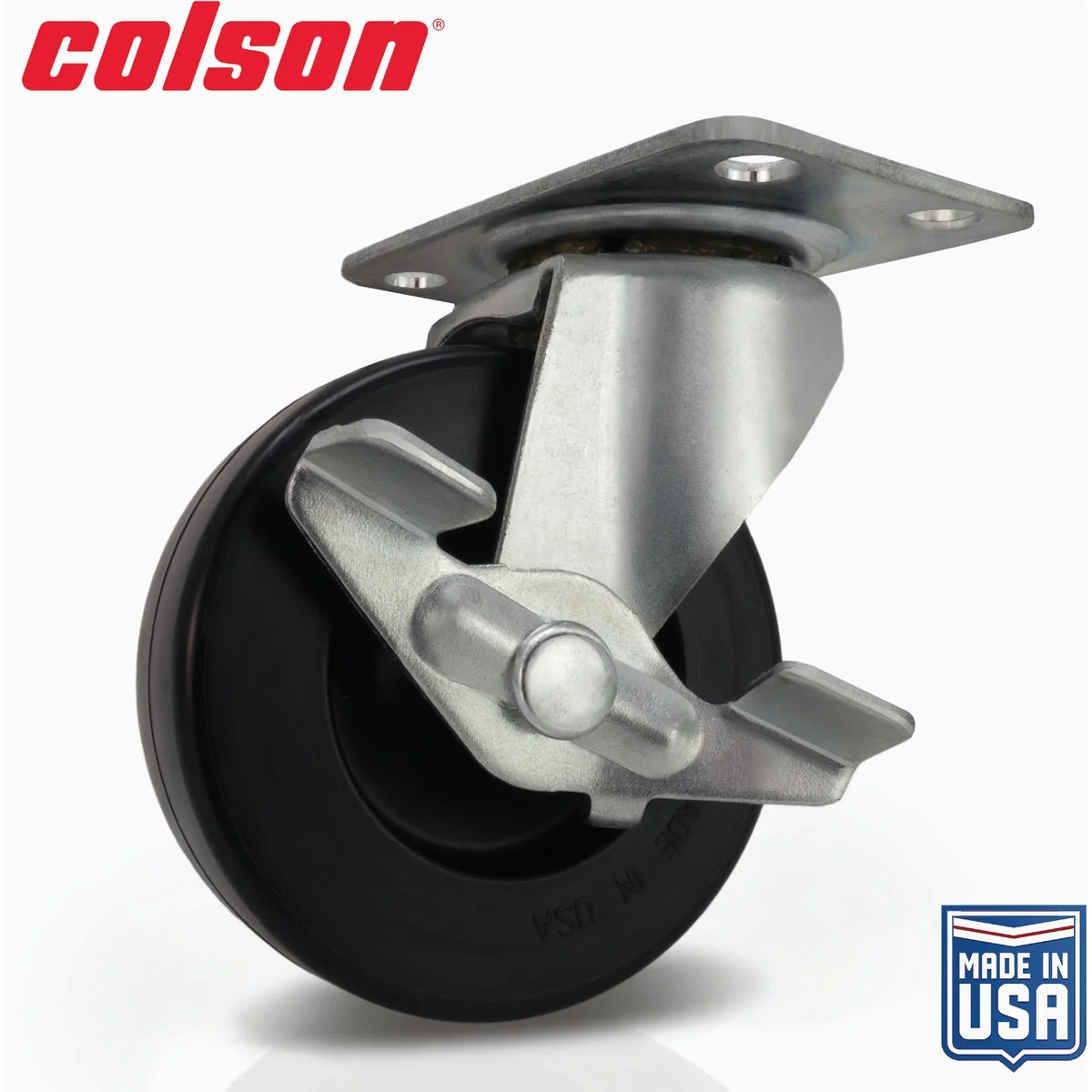 Carefully Designed Colson 2-1 2 In. Black Polypropylene Swivel Plate Caster with Locking Brake Unique