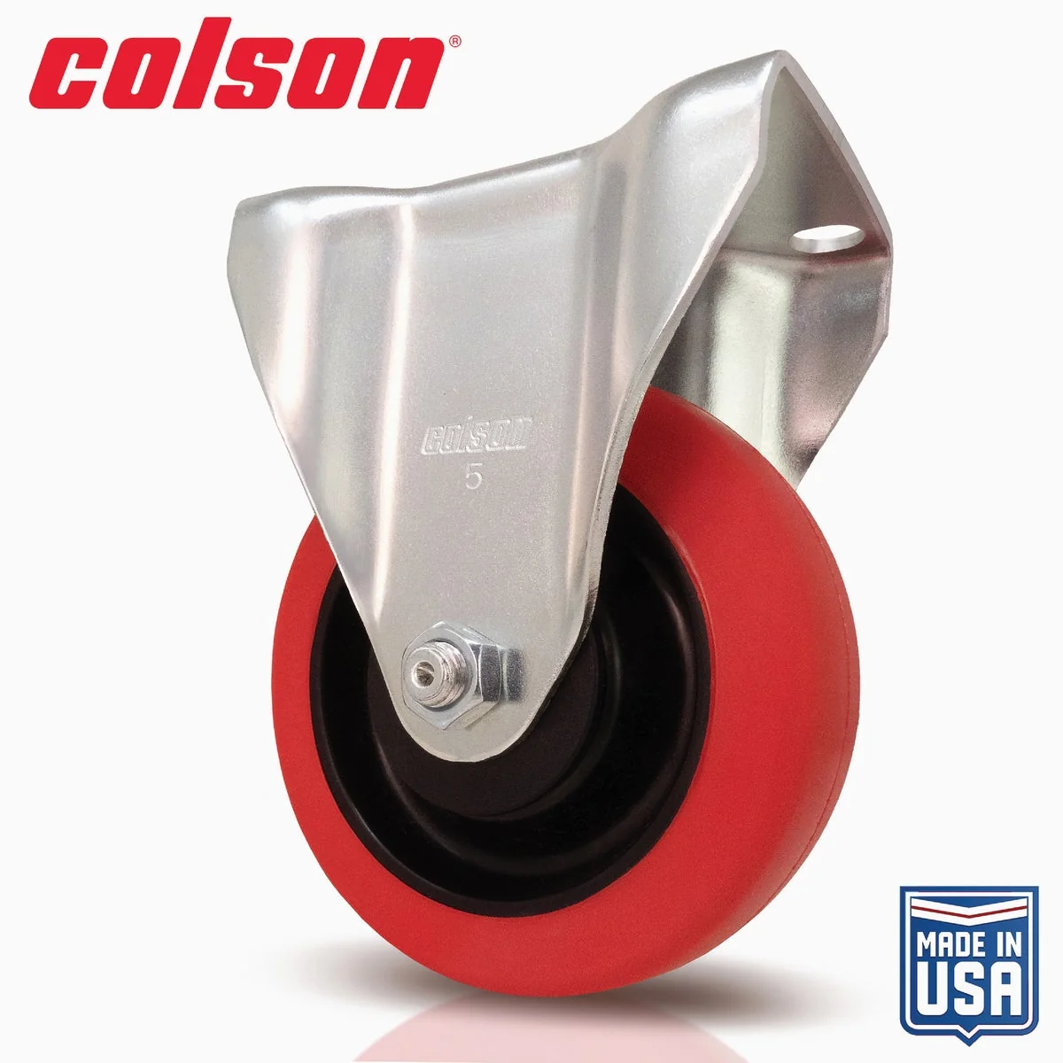 Verified Colson 4 In. Red Polyurethane Rigid Plate Caster Fine