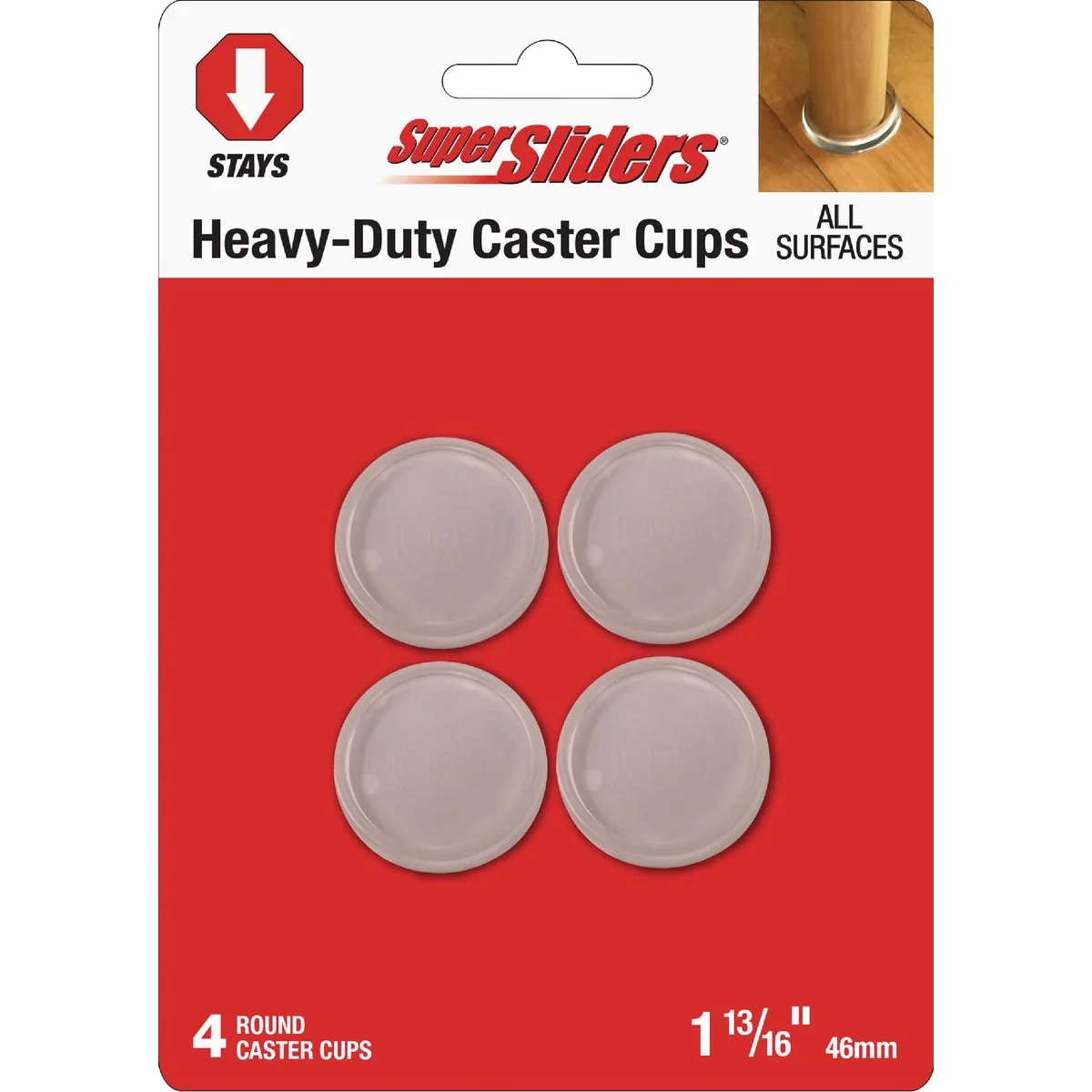 Refined Super Sliders 1-13 16 In. Clear Round Furniture Leg Cup 4-Pack Classic