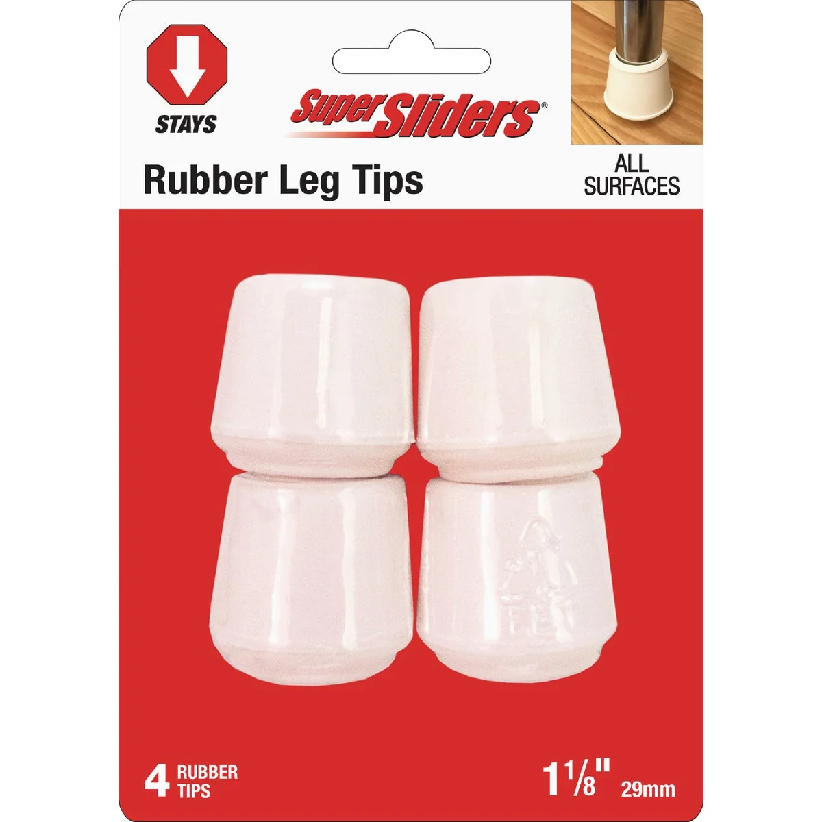 Practical Super Sliders 1-1 8 In. White Rubber Furniture Leg Tip 4-Pack Trendy