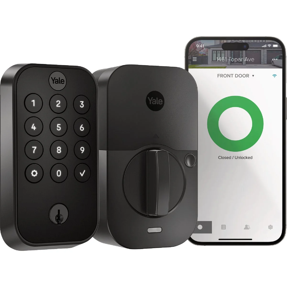 Green Yale Assure Black Electronic Lock Keypad Deadbolt with WiFi Solid