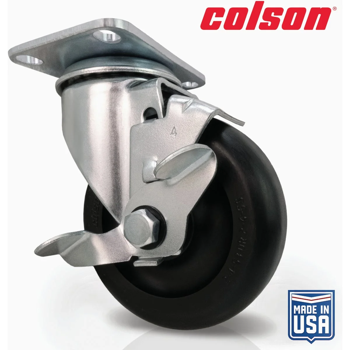 First-Class Colson 4 In. Black Polypropylene Swivel Plate Caster with Locking Brake Versatile