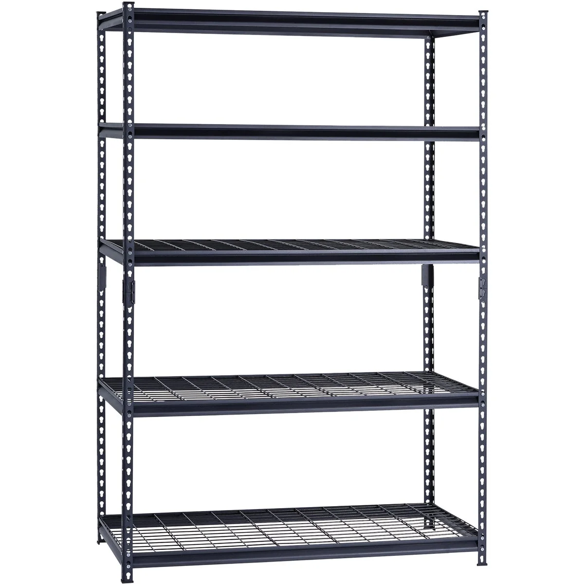 Natural Muscle Rack 48 In. x 24 In. x 72 In. 5-Tier Black Shelving Unit with Wire Shelf Reliable