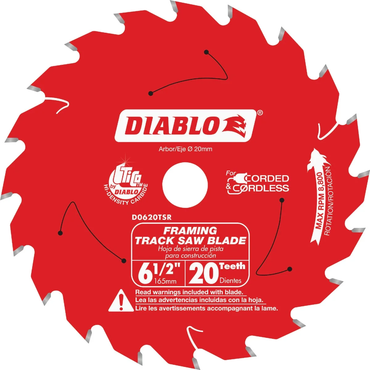 Superior Diablo 6-1 2 In. 20-Tooth Framing Track Saw Blade World-Class
