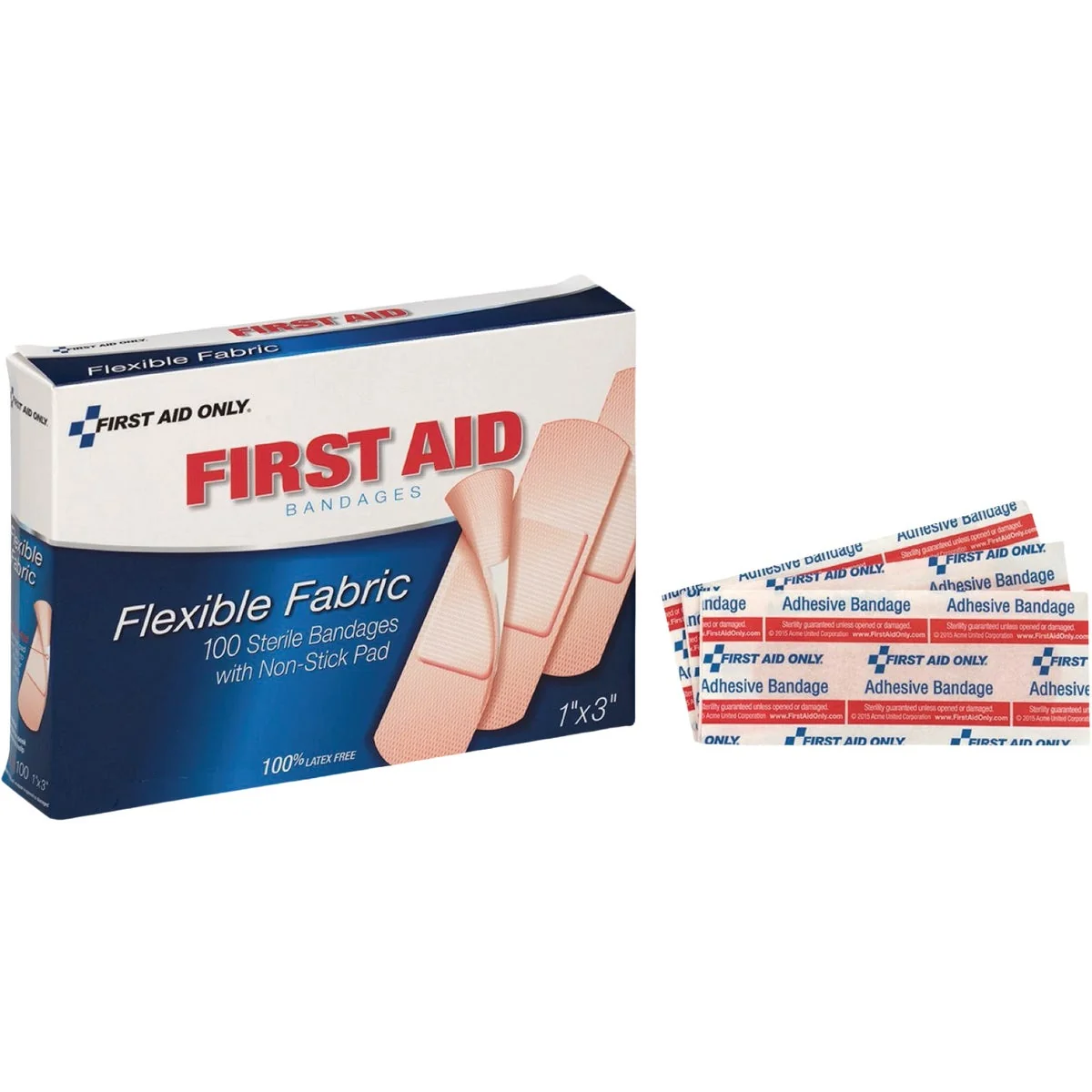 High-Performance First Aid Only 1 In. x 3 In. Fabric Bandages 100-Count Convenient