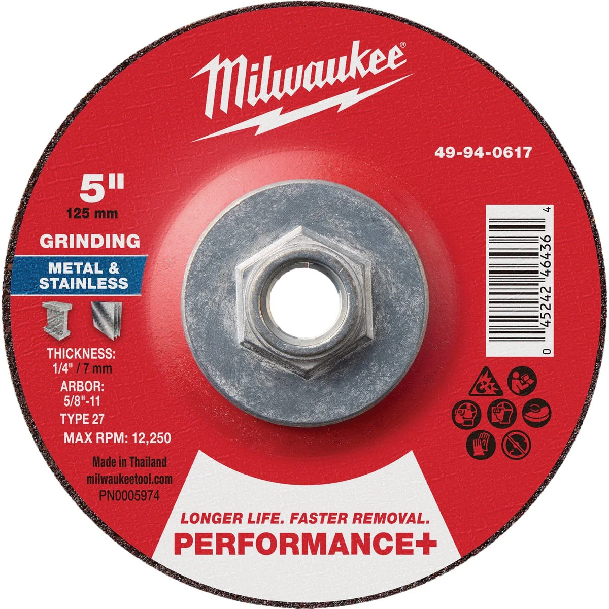 Trendy Milwaukee Type 27 5 In. x 1 4 In. x 5 8 In.-11 Performance-Plus Metal Grinding Cut-Off Wheel Premium Material