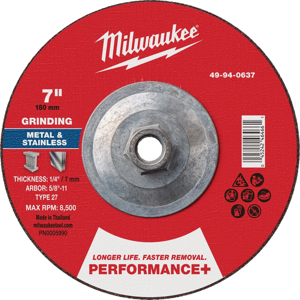 Sustainable Milwaukee Type 27 7 In. x 1 4 In. x 5 8 In.-11 Performance-Plus Metal Grinding Cut-Off Wheel Responsible