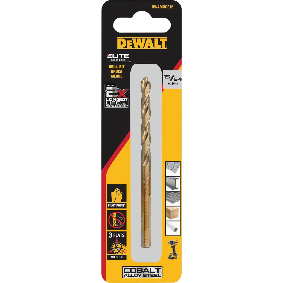 Crafted Dewalt Elite Series 15 64 In. Cobalt Jobber Length Twist Drill Bit Easy-to-Use