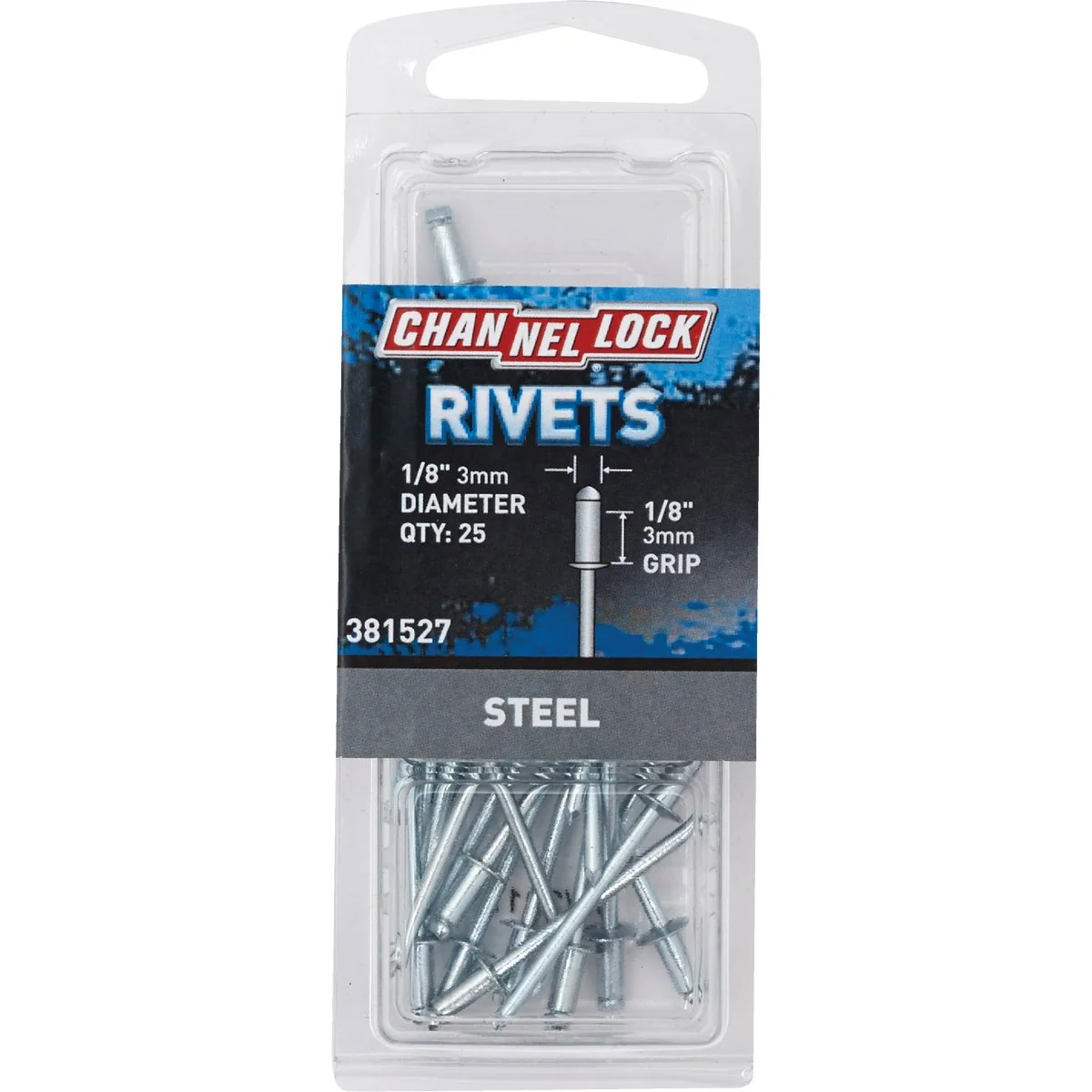 Expertly Made Channellock 1 8 In. Dia. x 1 8 In. Grip Steel POP Rivet 25-Pack Top-Quality
