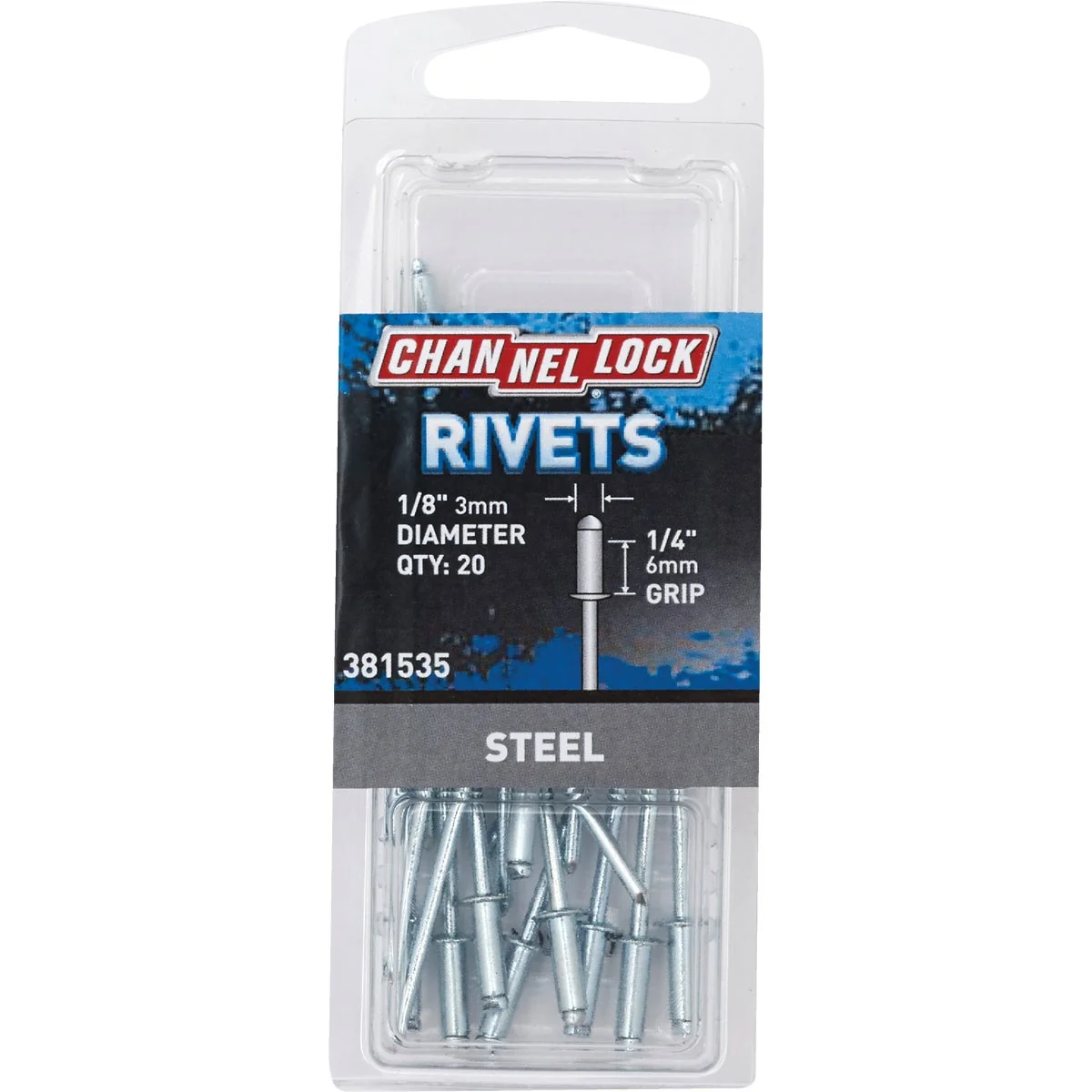 High-End Channellock 1 8 In. Dia. x 1 4 In. Grip Steel POP Rivet 20-Pack High-Grade