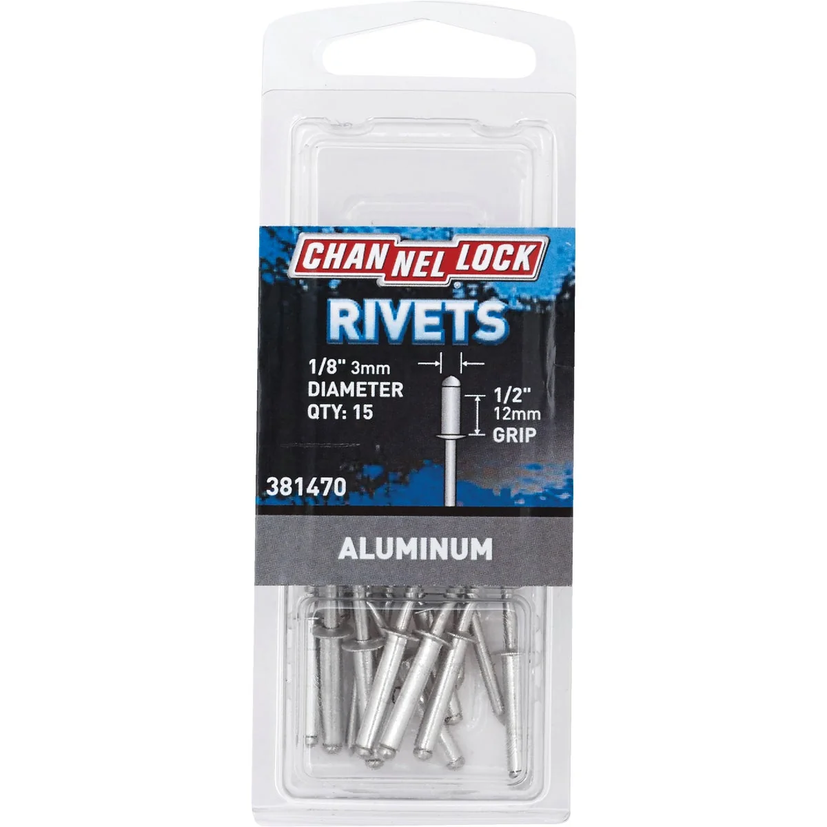 Detailed Channellock 1 8 In. Dia. x 1 2 In. Grip Aluminum POP Rivet 15-Pack Pure