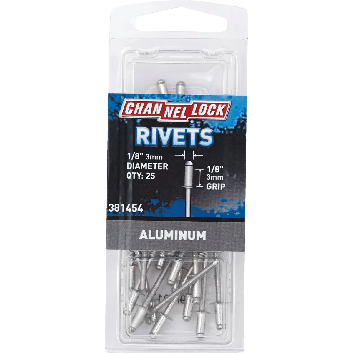 Exceptional Channellock 1 8 In. Dia. x 1 8 In. Grip Aluminum POP Rivet 25-Pack Professional