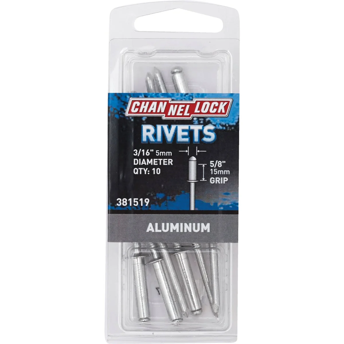 Traditional Channellock 3 16 In. Dia. x 5 8 In. Grip Aluminum POP Rivet 10-Pack Specialty