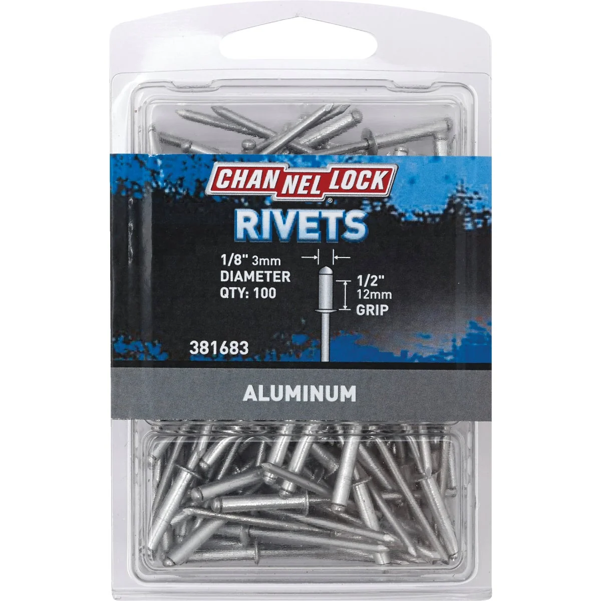 Durable Channellock 1 8 In. Dia. x 1 2 In. Grip Aluminum POP Rivet 100-Pack Stylish