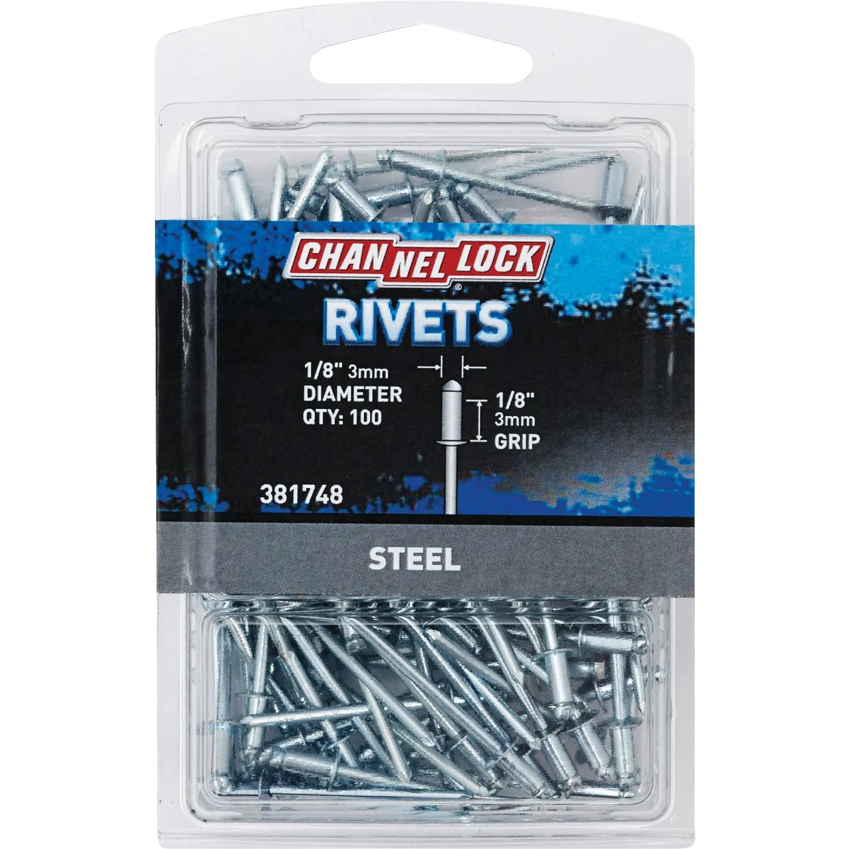 Long-Lasting Channellock 1 8 In. Dia. x 1 8 In. Grip Steel POP Rivet 100-Pack Classic