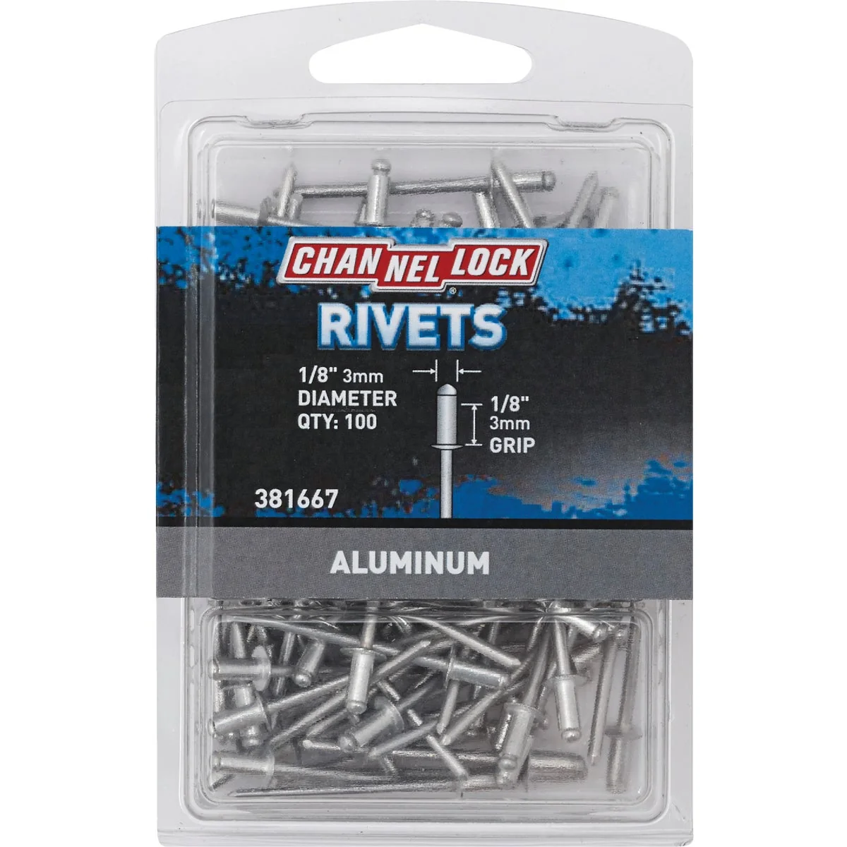 Fashionable Channellock 1 8 In. Dia. x 1 8 In. Grip Aluminum POP Rivet 100-Pack Fine Crafted