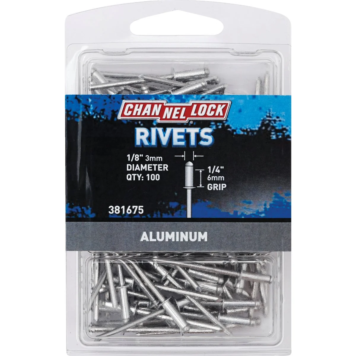World-Class Channellock 1 8 In. Dia. x 1 4 In. Grip Aluminum POP Rivet 100-Pack Detailed