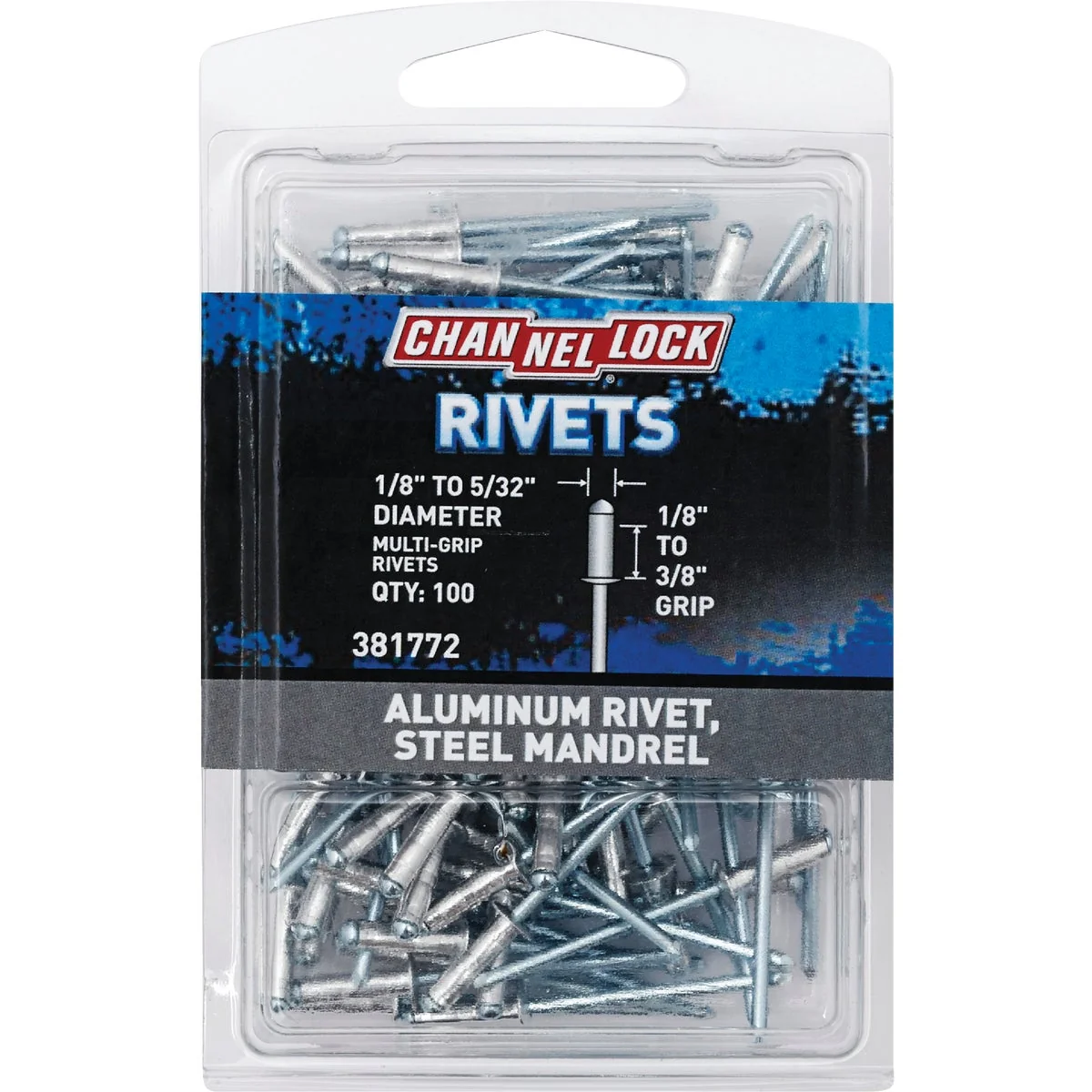 Fine Channellock 1 8 In. to 5 32 In. Dia. x 0.157 In. to 0.315 In. Grip Aluminum Multigrip POP Rivet 100-Pack Sustainable