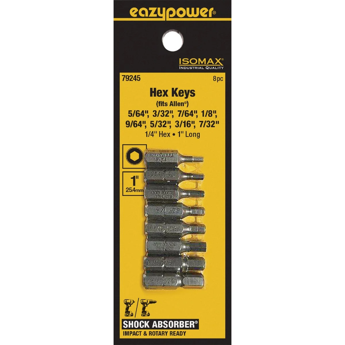 Crafted Eazypower Corporation Hex Fractional Insert Screwdriver Bit Set 8-Piece Advanced