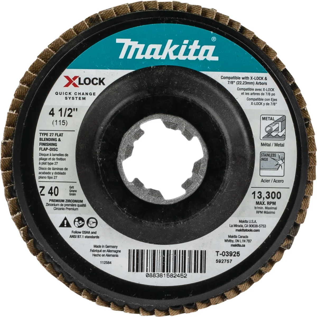 Reliable Makita X-LOCK 4-1 2 In. x 7 8 In. 40-Grit Type 27 Zirconia Angle Grinder Flap Disc Practical