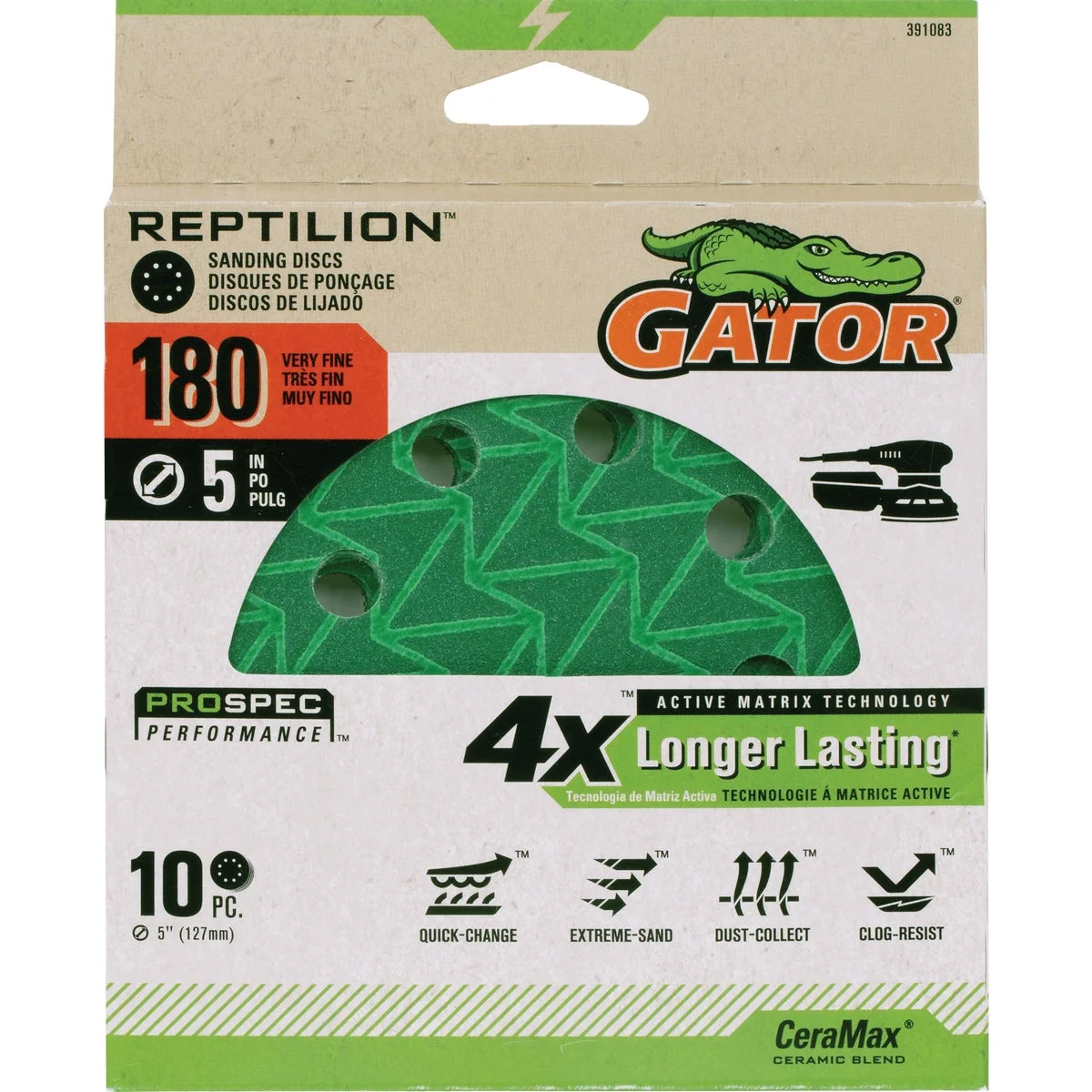 Elegant Gator Reptilian 5 In. 8-Hole 180-Grit Sanding Disc 10-Pack Fine Crafted