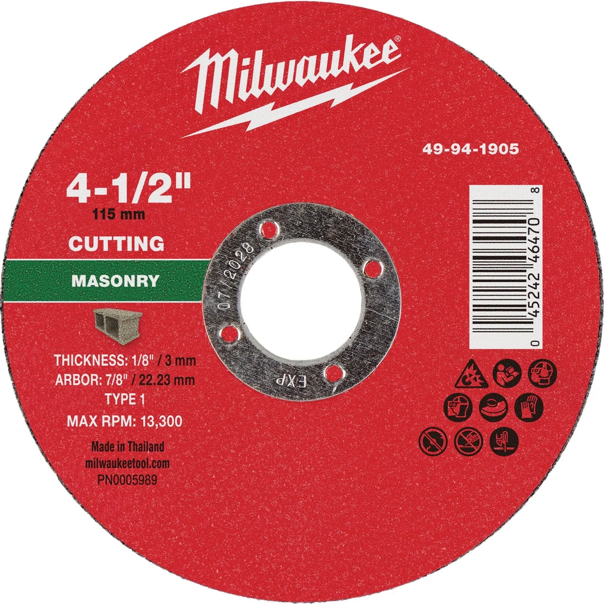 Artisan Milwaukee Type 1 4-1 2 In. x 1 8 In. x 7 8 In. Masonry Cut-Off Wheel Green