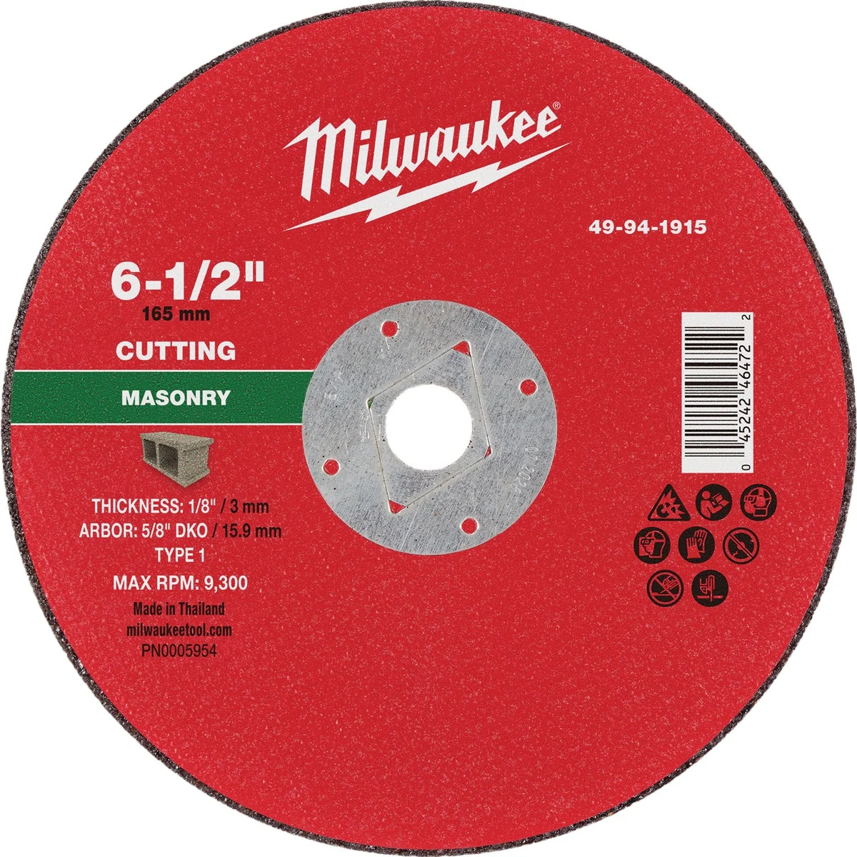 Professional Milwaukee Type 1 6-1 2 In. x 1 8 In. x 5 8 In. DKO Masonry Cut-Off Wheel Proven